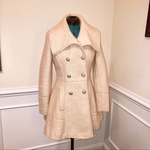 Guess wool double breasted flare coat